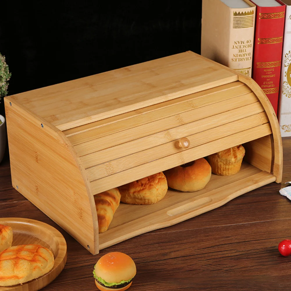 

1pc Bread Box Bread Basket Wooden Box Storage Boxes Kitchen Organizer