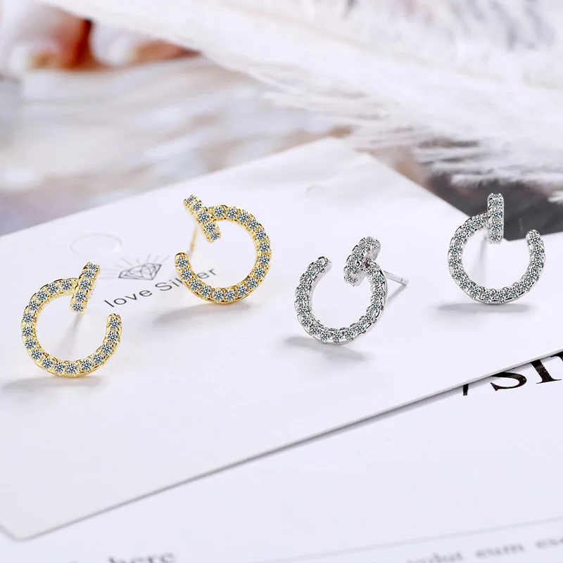 

Women Earring Silver Pave Circle Shine AAA Zircon Stud Earring Gift Lady Girl Gift Fashion Jewelry