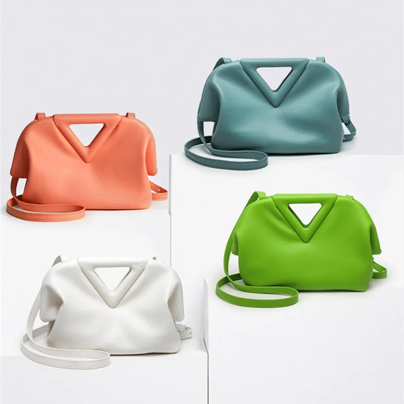 

Bags for Women 2021 New Leather Cloud Bag Shoulder and Armpit Clip Candy Color Fold Diagonal Purses and Handbags Luxury Designer