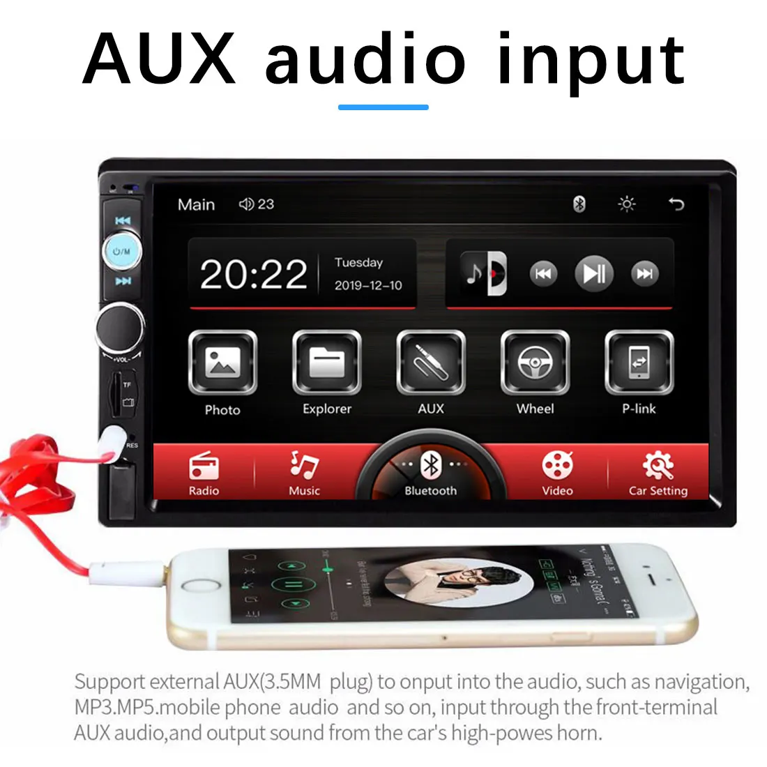 Автомагнитола 7010B стерео система с сенсорным экраном 7 дюймов поддержкой MP5 FM