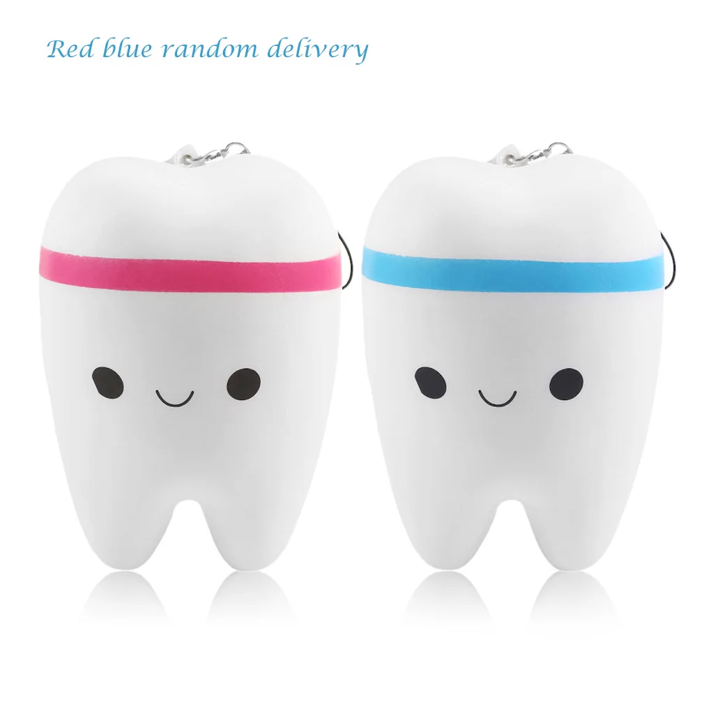 

ONLENY Cute Teeth Soft PU Phone Strap Mobile Phone Accessories Cartoon Novelty Design Slow Rising Ballchain Kid Toy Fun Gift