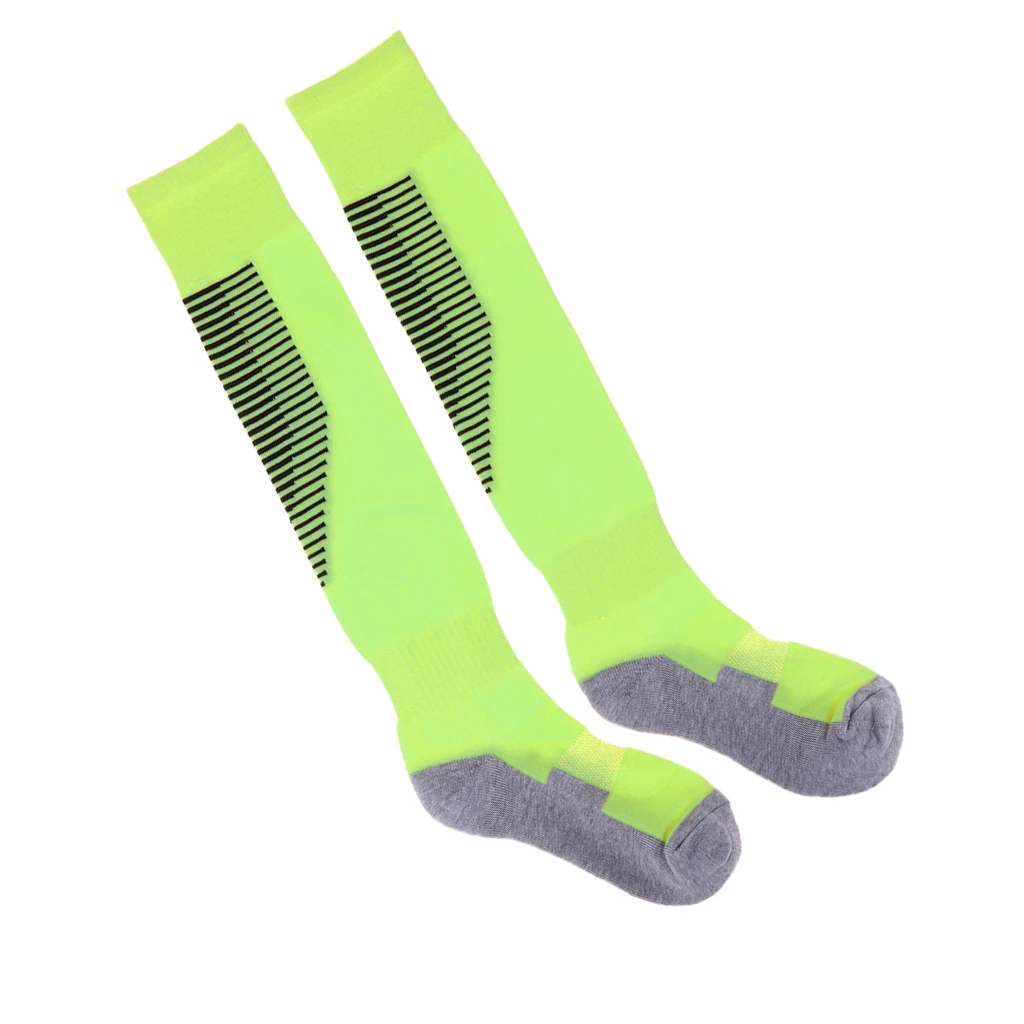 Fluorescent Green 6 Футбольные спортивные гольфы, удлиненные чулки, спортивные носки с длинным рукавом, мужские впитывающие пот чулки - Цвет: Fluorescent Green 6