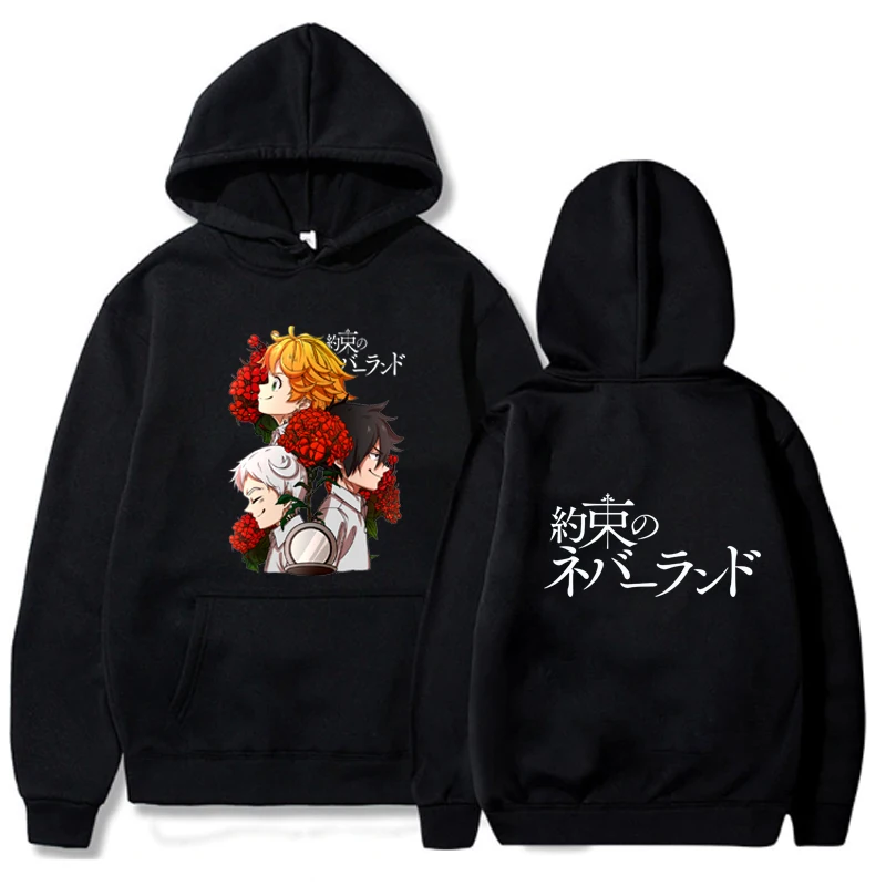 

Hot Japanese style Harajuku Hiphop Pullovers The Promised Neverland Fashion Casual Japanese Hot Anime Male Sleeves Streetwear