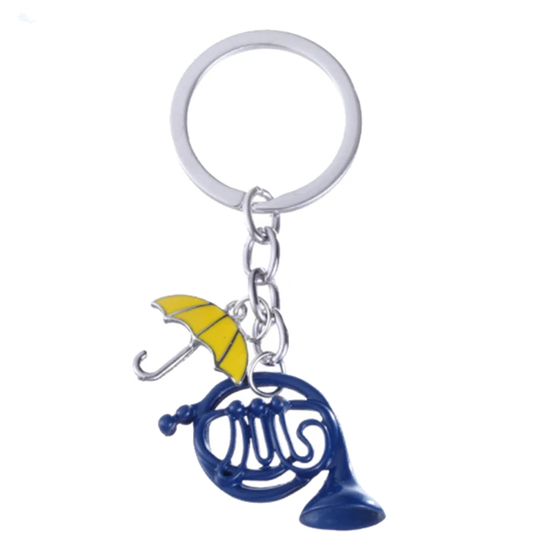 

Hot How I Met Your Mother Key Chain Enamel Blue Horn Umbrella Pendant TV Series Keychain Women Men Key Holder Key Ring Gifts