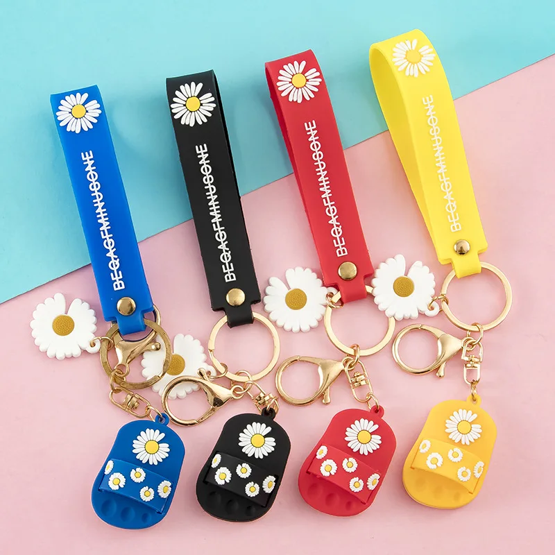 

New Mini Silicone Slippers Keychain Daisy Children's Shoes Cute Shoe Keychains Men Car Woman Bag Pendant Keyring Lovers Gift