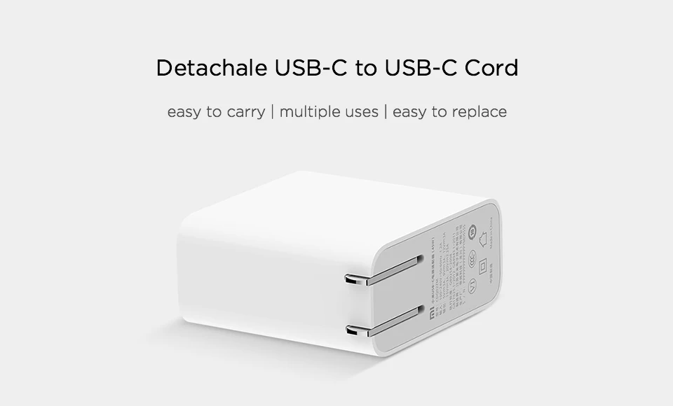 Xiaomi Mi USB-C 45 Вт Зарядное устройство умный выход тип-c порт USB PD 2,0 QC 3,0 Быстрая зарядка с кабелем C2C