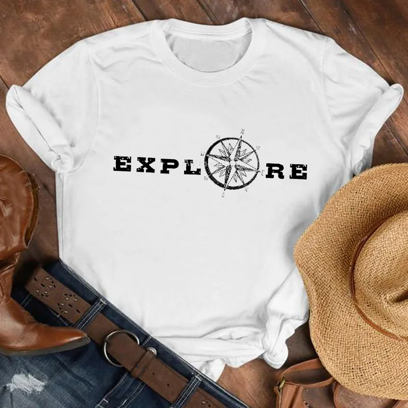 Женская футболка с рисунком лисы и акварелью Геометрическая 90s модная одежда