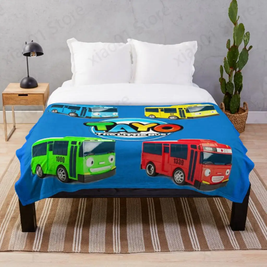 

Tayo the Little Bus Throw Blanket Sherpa Bedspread Blanket Picnic wool soft Blankets