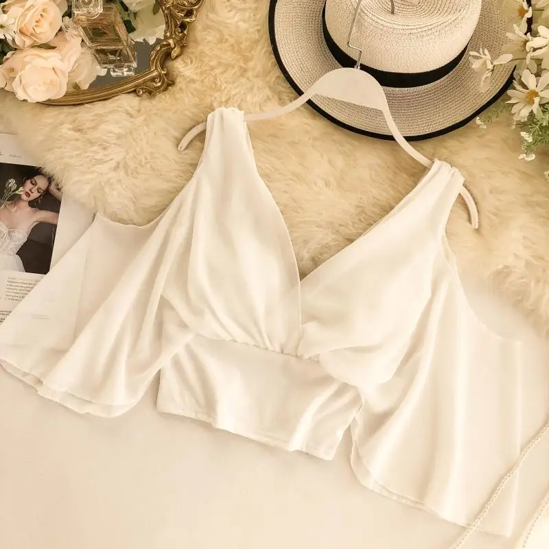 

Шифоновая рубашка Женская чувство дизайна меньшинств выдалбливать с открытыми плечами платье с короткими рукавами, с коротким рукавом, сек...