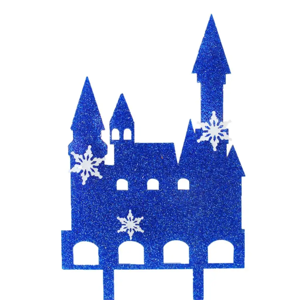 

Ice Snowflake Blue Castle Little Princess Girl's Happy Birthday Cake Topper Princess Kid Party Supplies Pink Love Gifts