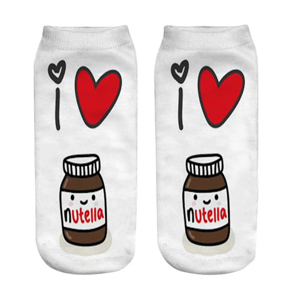 Женские теплые носки удобные модные Носки с рисунком Nutella Harajuku Crenw рождественские