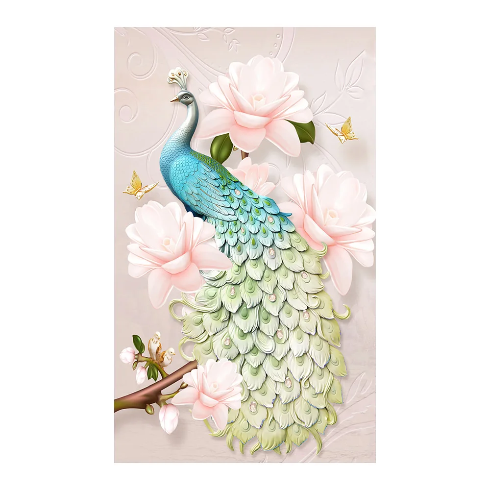 

Красивые павлиньи цветы алмазная картина круглая полная дрель животные Цветочные Nouveaute DIY мозаика вышивка 5D Вышивка крестиком