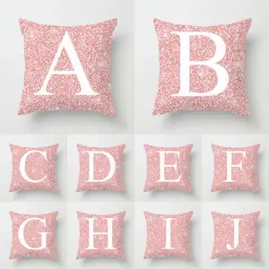 Расшитые блестками розового цвета с буквенным принтом наволочка из полиэстера размером 45*45 см, наволочка с рисунком великолепный Стиль Подушка Чехол Автомобиль домашнего декора M0321