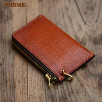 simple high quality real cowhide men womens key cases fashion luxury natural genuine leather student id card holder coin purse