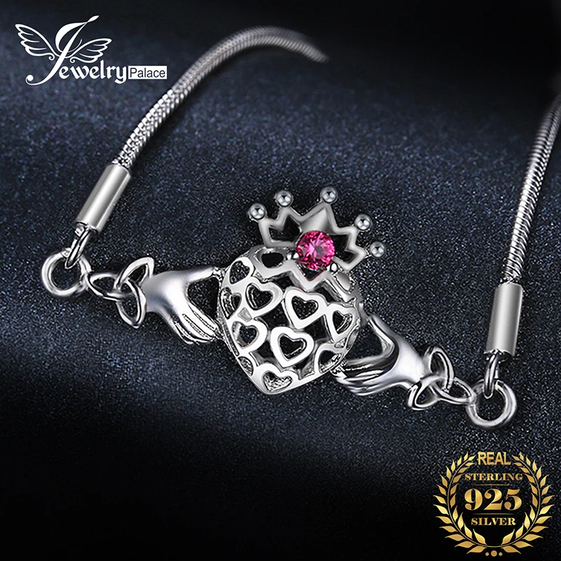 Женские рубиновые браслеты Celtic Claddagh из стерлингового серебра 925 пробы