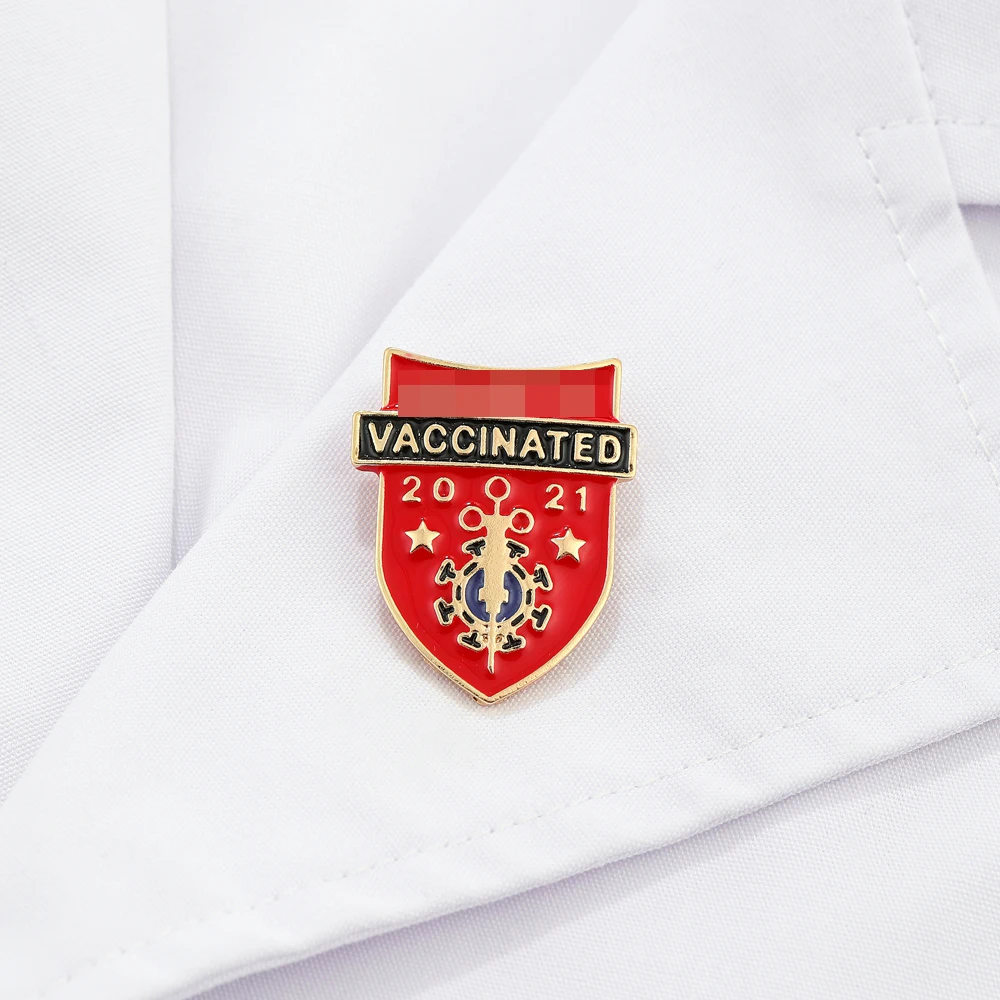 

Hanreshe Red Enamel Medical Vaccinated Brooch Pins Shield Syringe Shape Medicine Lapel Badge Jewelry Gifts for Doctor Nurse