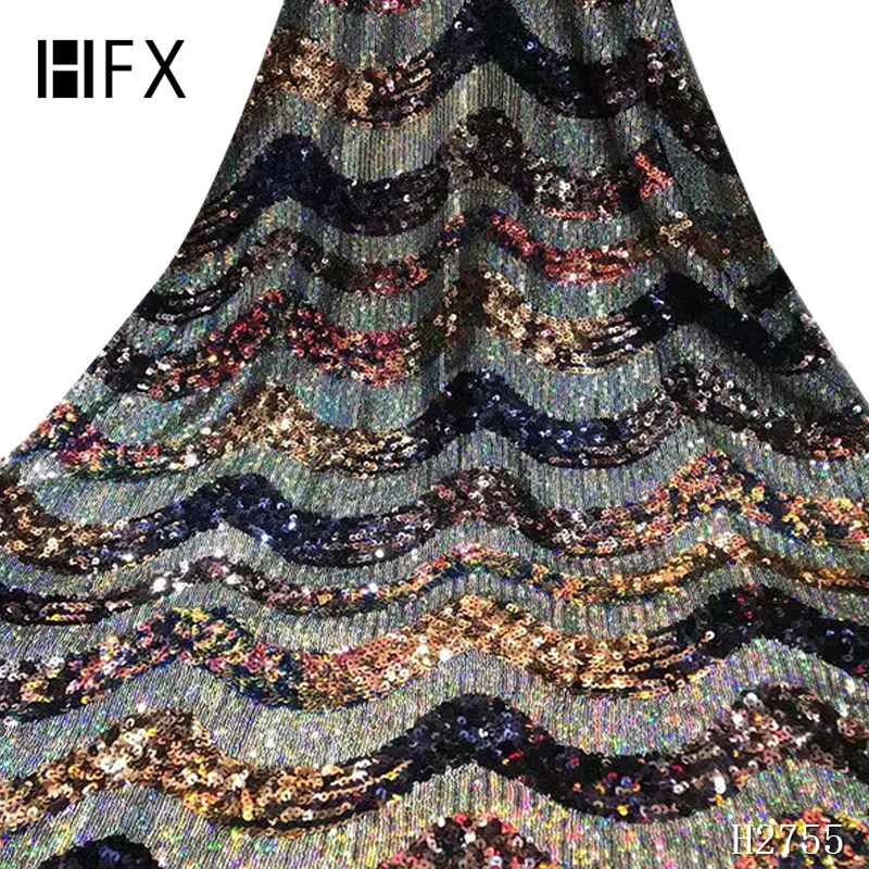 HFX оптовая цена Высококачественная 3d блестки нигерийская Свадебная лента ткани 5