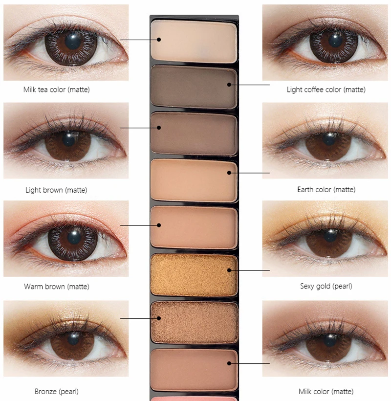 10 цветов, модные тени для век, Палитра 10 цветов, матовые тени для век, Обнаженная палитра, блестящие тени для век, набор для макияжа, корейская косметика