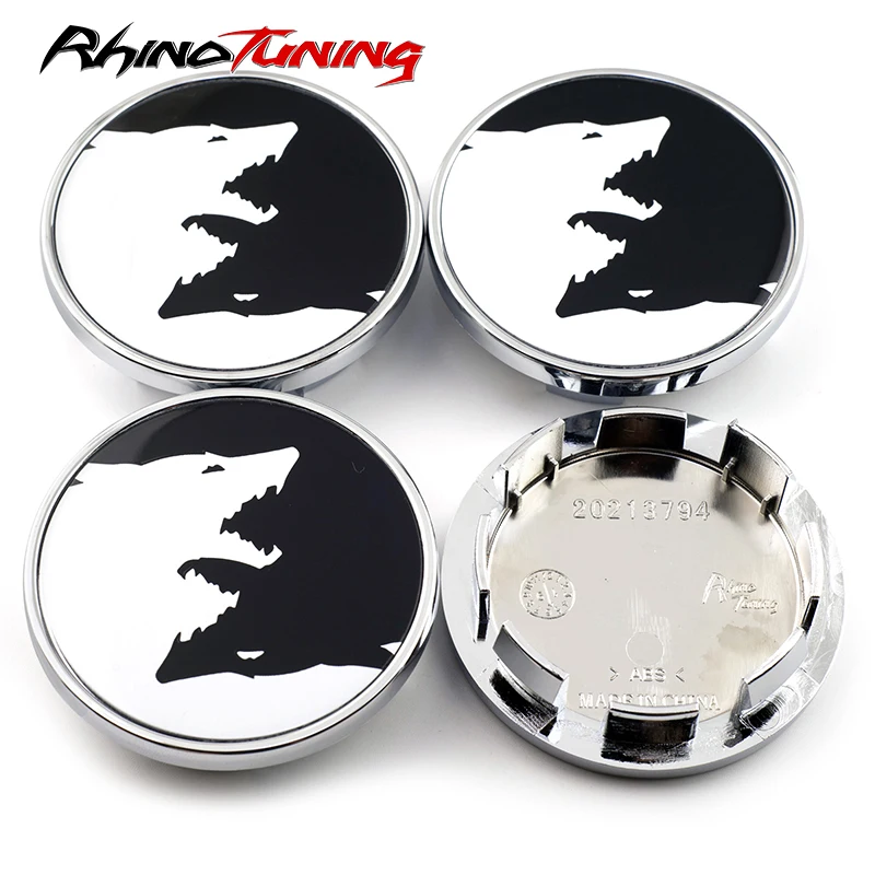 

4pcs 66mm Car Wheel Center Hub Caps Black and White Wolf Fit For 3B7601171 5G0601171 69729 69991 Rim Center Cover