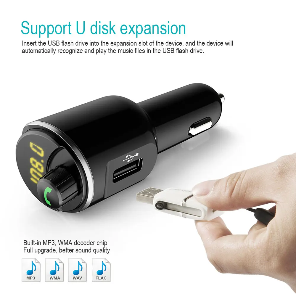 Двойной USB Bluetooth 5 0 fm передатчик зарядное устройство светодиодный цифровой