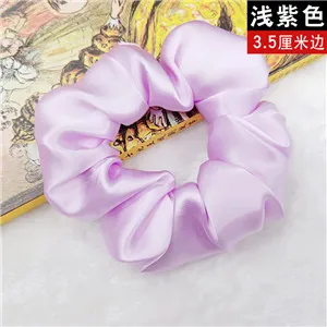 LightPurple Модные женские милые резинки для волос шириной 3,5 см из чистого шелка, милые резинки для волос, OL, базовый держатель для конского хвоста - Цвет: LightPurple