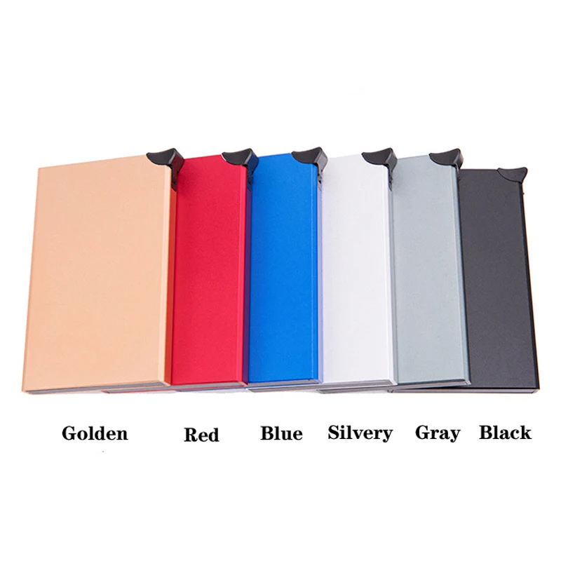 RFID Anti-theft Smart Wallet Thin ID Card Holder Unisex Automatically Solid Metal Bank Case Business MiniCredit | Багаж и сумки