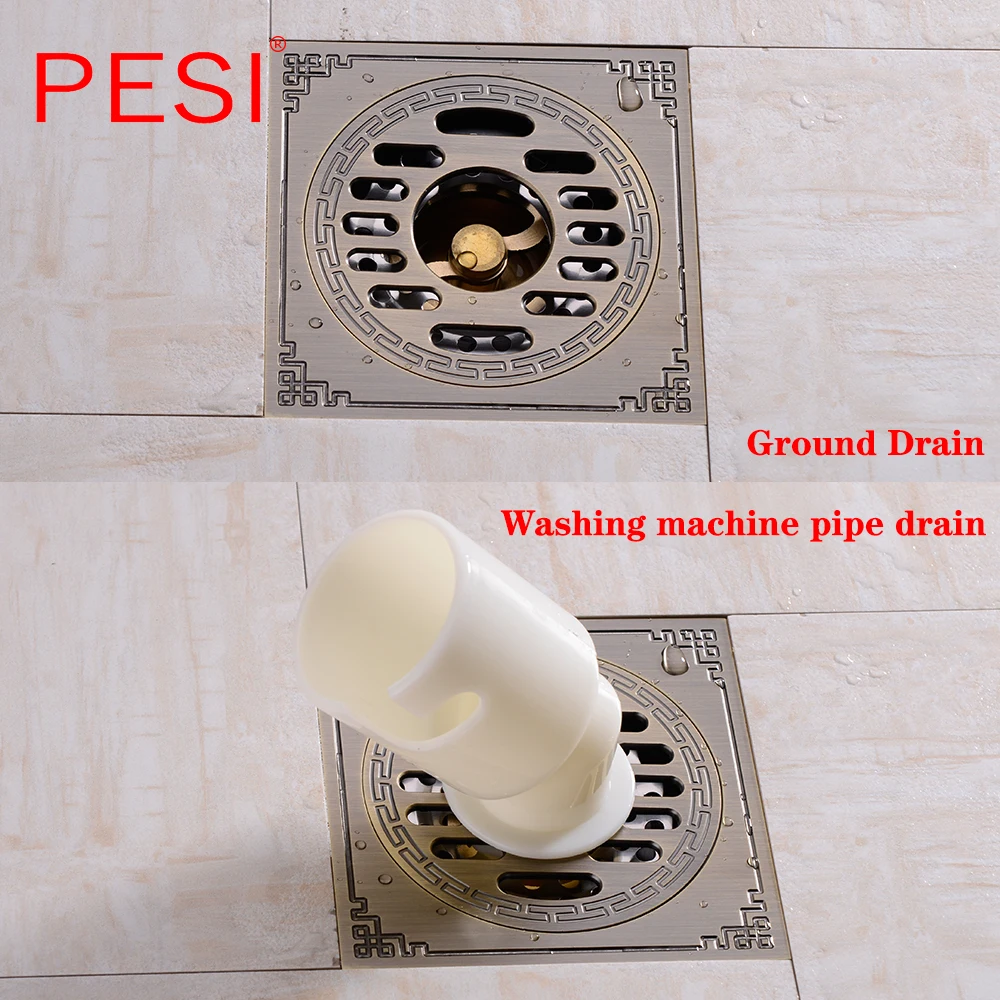 drain 830cm euro antique brass art carved floor drain cover shower waste drainer bathroom bath accessories strainer free global shipping