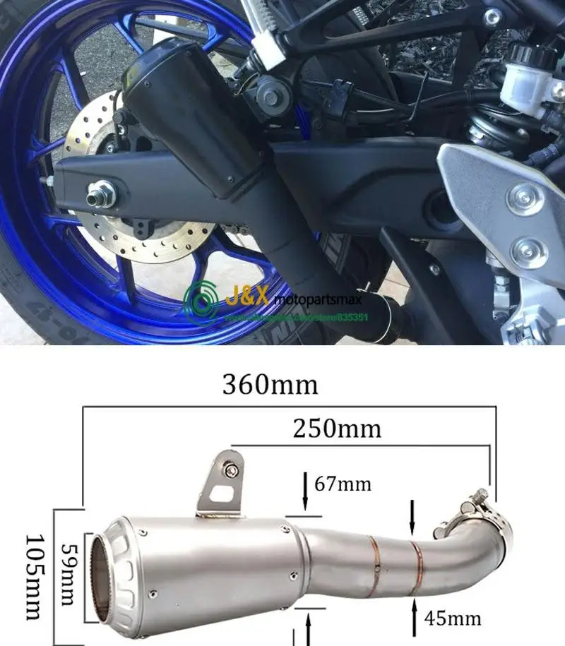 R3 выхлопной R25 exhasut двигатель мотоцикл без шнуровки глушитель для YAMAHA YZF YZFR3 2015 2016