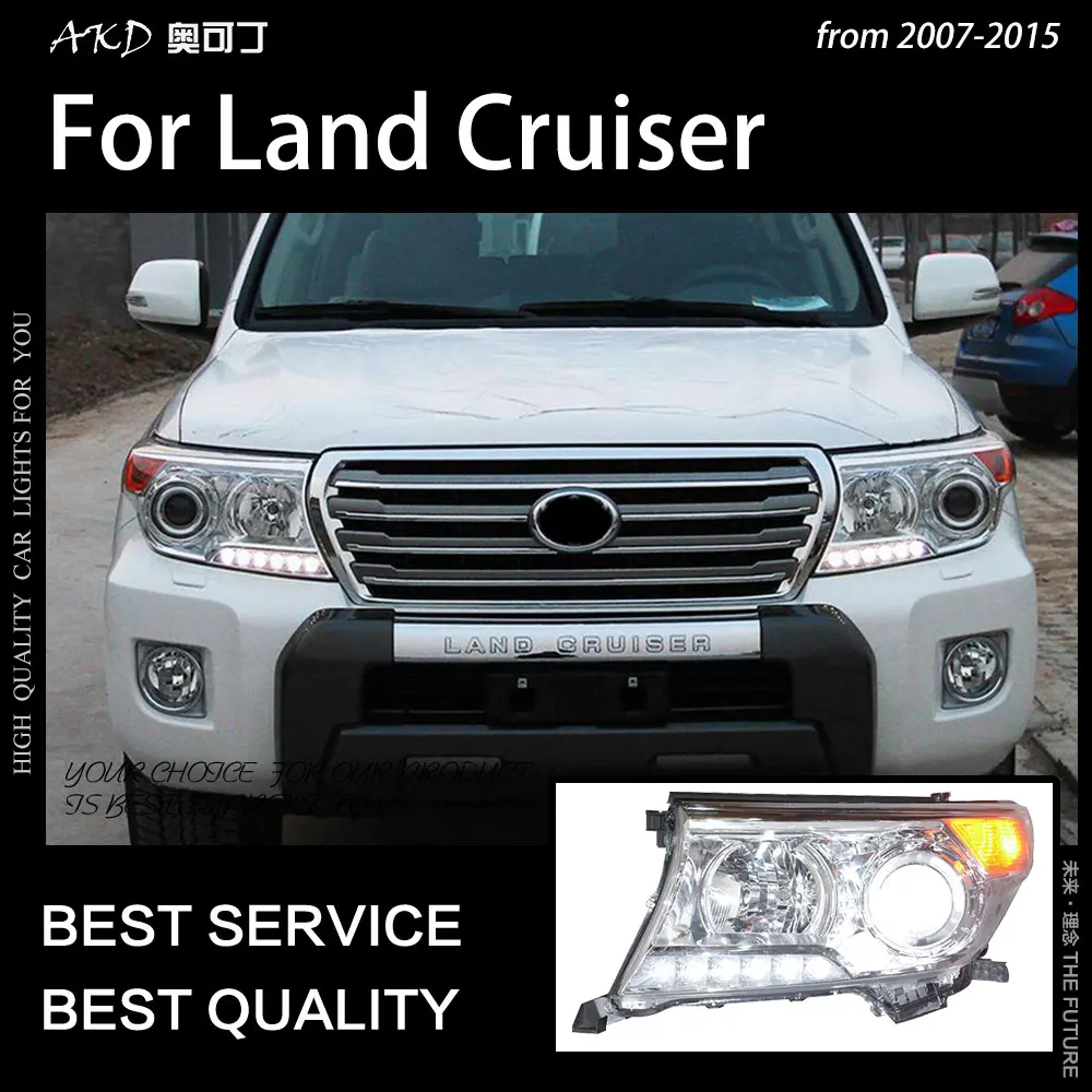 АКД стайлинга автомобилей фара для Toyota Land Cruiser фары 2007-2015 LC200 светодиодный DRL Bi Xenon