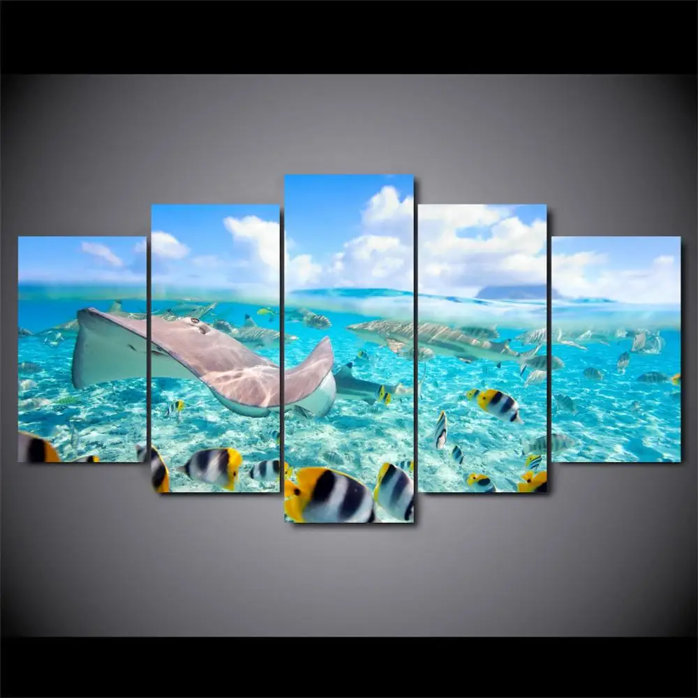 

Drop shipping 5 Panel Wall Art Pictures Canvas Painting abstract canvas poster painting decoration for living room LW360