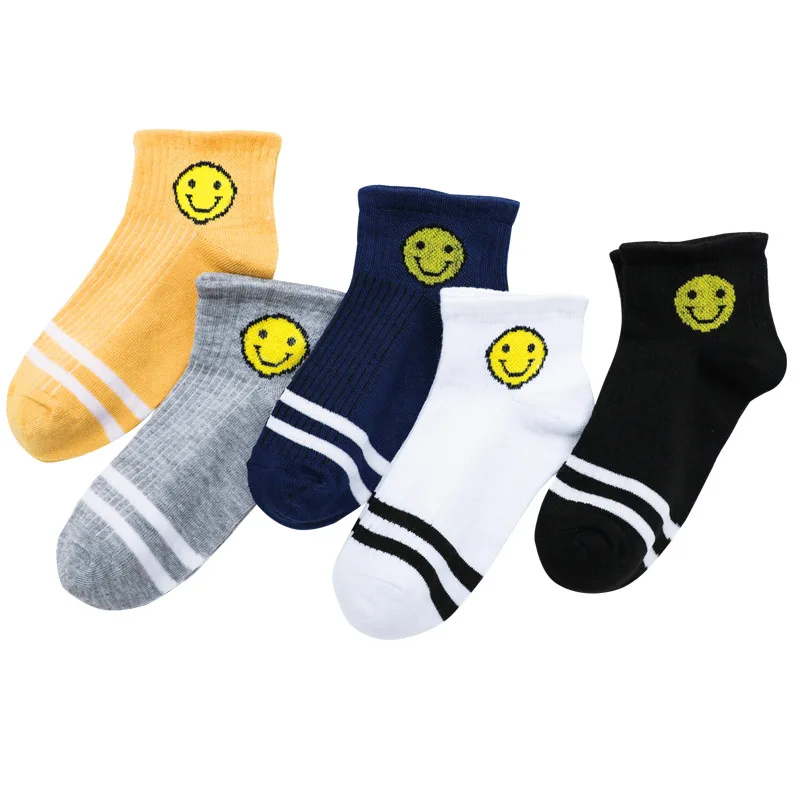 5 pairs LJIQQ 5 pairs women socks sports socks low tube socks new spring and summer smiley college wind socks hot sell - Цвет: 5 pairs