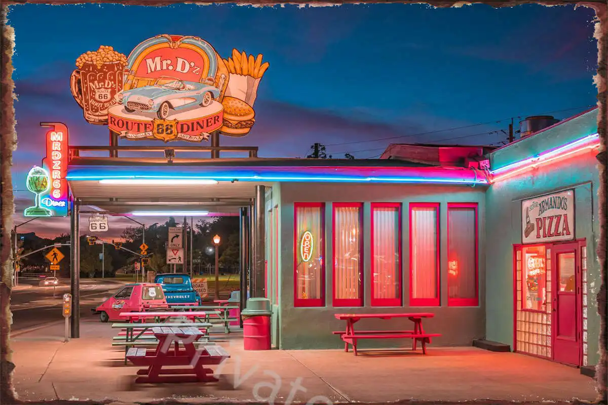 

Route 66 столовая Ретро винтажная металлическая вывеска Оловянная вывеска оловянные пластины декор для стен декор помещения постер для творче...