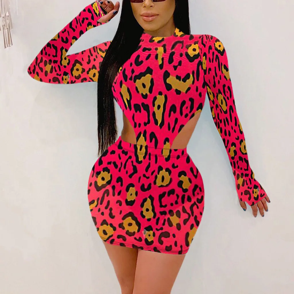 Женское облегающее платье размера плюс вечерние мини женское леопардовое с