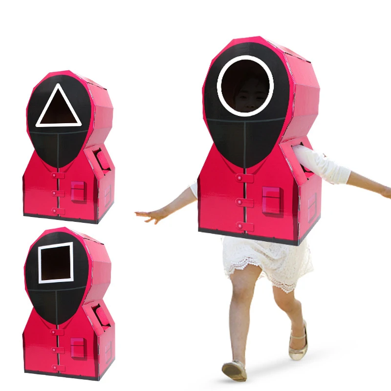 

11 Styles Squid Game Round Six Manager Frontman Boss Triangle Square Kid Student Wear Carton DIY Manual Toy Gift Cute 2021 Hot
