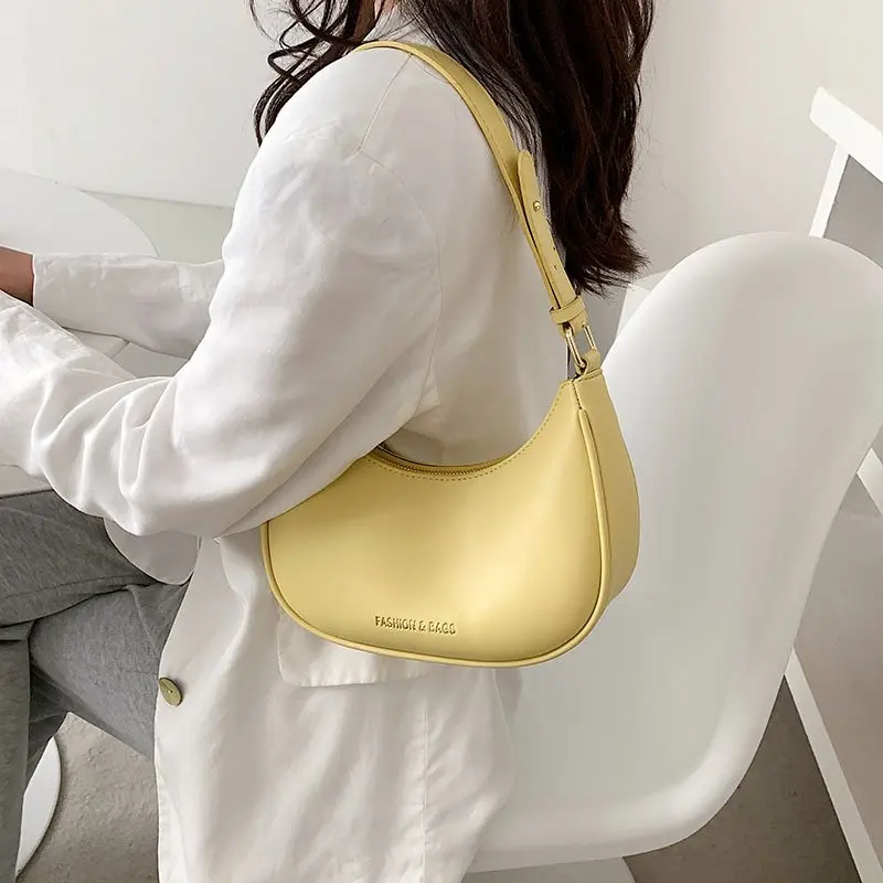 

Fashion Design Women Hobos Underarm Handbags Candy Color Ladies Small Shoulder Bags Pu Leather Female Baguette Clutch Tote Bag