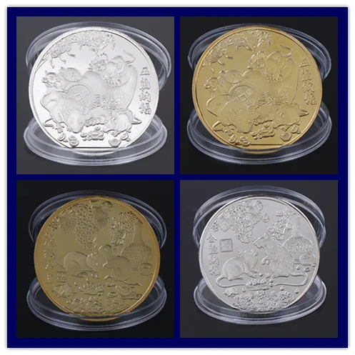 2020 год памятной монеты крысы Китайский Зодиак сувенир Коллекционная Коллекция