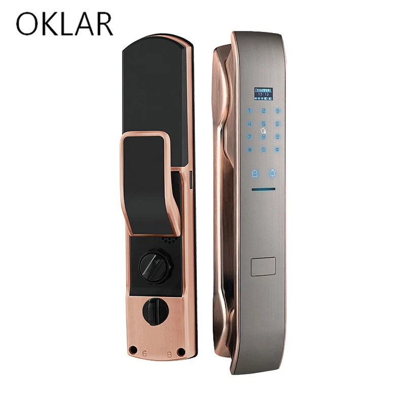 

Электронный дверной смарт-замок OKLAR, автоматический замок со сканером отпечатков пальцев и защитой от кражи, для деревянных дверей