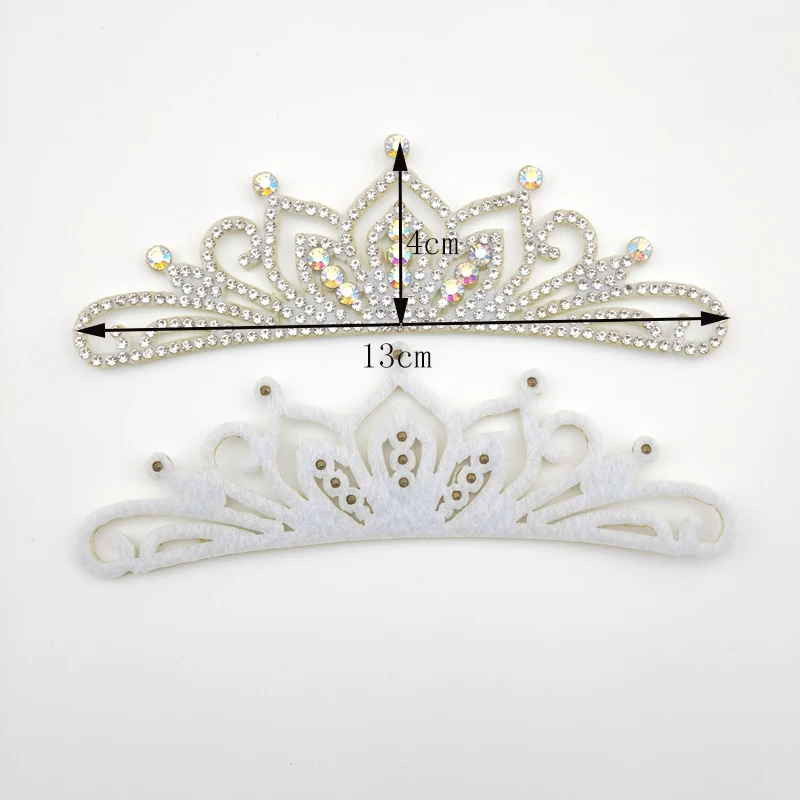 13*4CM Prinzessin Strass Weiß Crown Applique Für Handwerk Hochzeit Kleidung Decor Patch DIY Headwear Haar Clip Zubehör – Detail 1