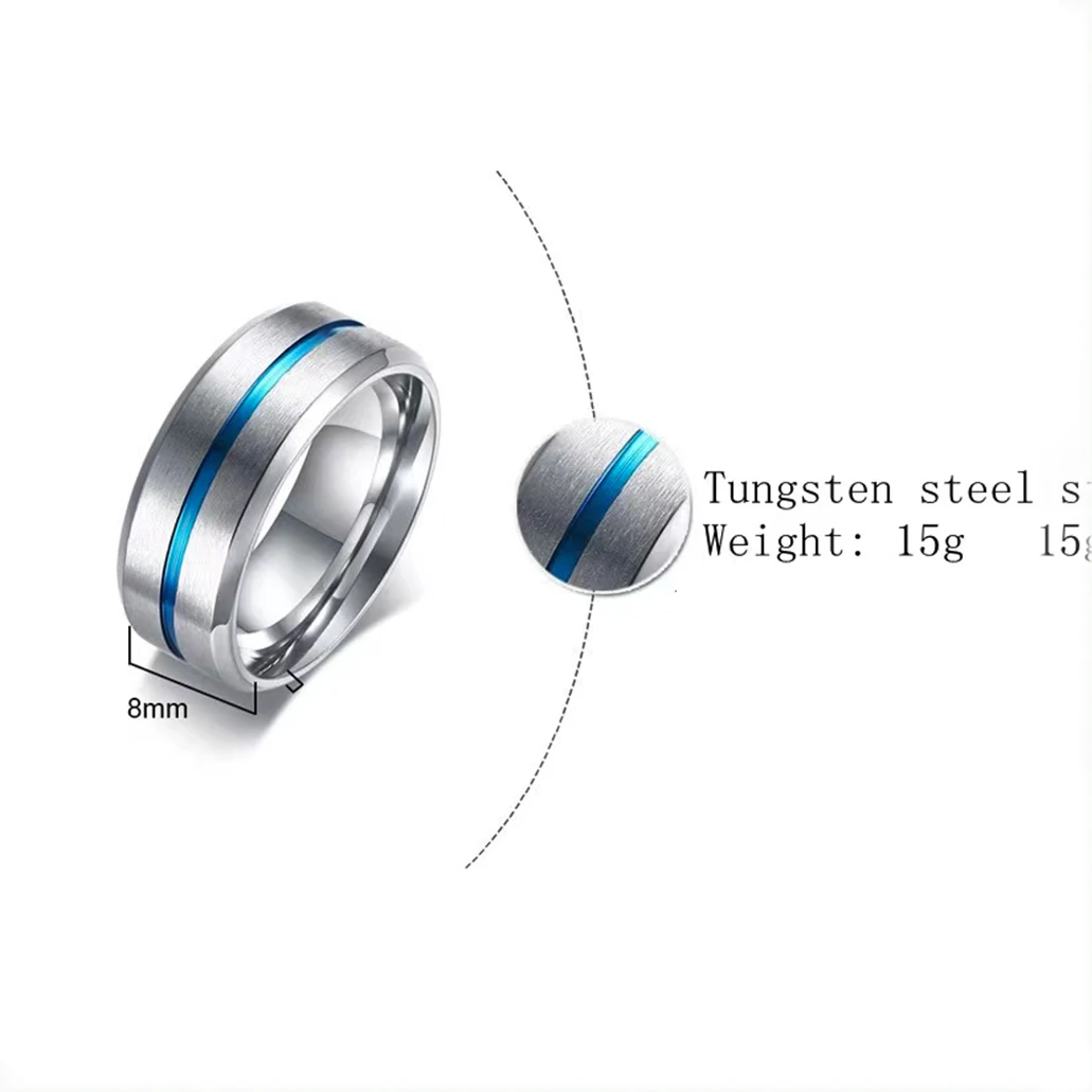 

Men Women Wedding Band Tungsten Carbide Wedding Ring With Groove Bevel Polish Brush Finish 8MM Comfort Fit