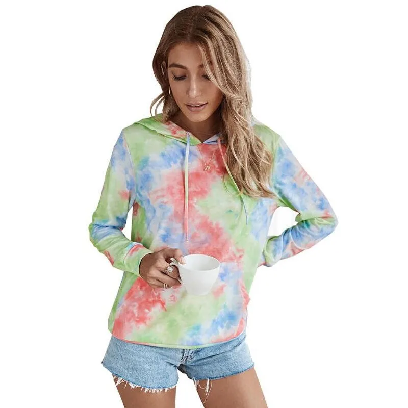 

Original Design Women Tie-dye Hooded Pullovers 2020 Autumn Winter New Trend Hooded Pulloves Casual Pullovers Women's Sweatshirt