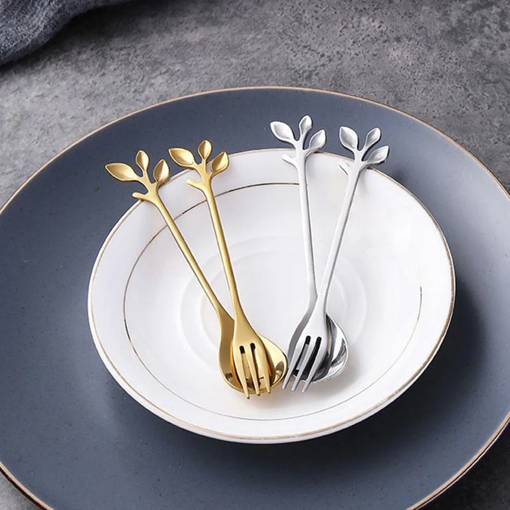 

Stainless Steel Spoon Branch Leaves Spoon Fork Coffee Stirring Spoon Kitchen Accessories Tableware Decor Creative Christmas Gift
