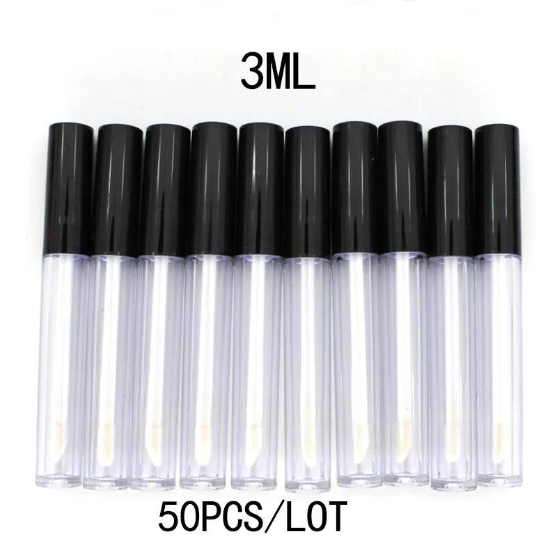 

High Quality 50pcs/lot 3ml Plastic Lip Gloss Tube Small Lipstick Tube with Leakproof Inner Sample Cosmetic Container DIY