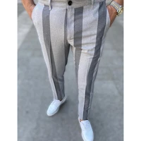 casual spring summer trousers male vintage formal suit pants quality striped printed slim pencil pants for men gentleman clothes