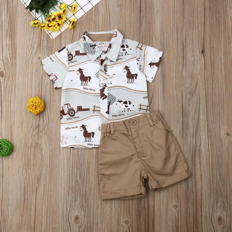 2 шт. футболка с принтом и шорты для мальчиков |