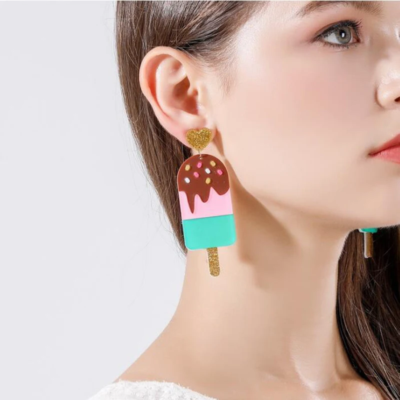 Горячая лето супер прекрасный красочный лед для крема акриловый Висячие серьги