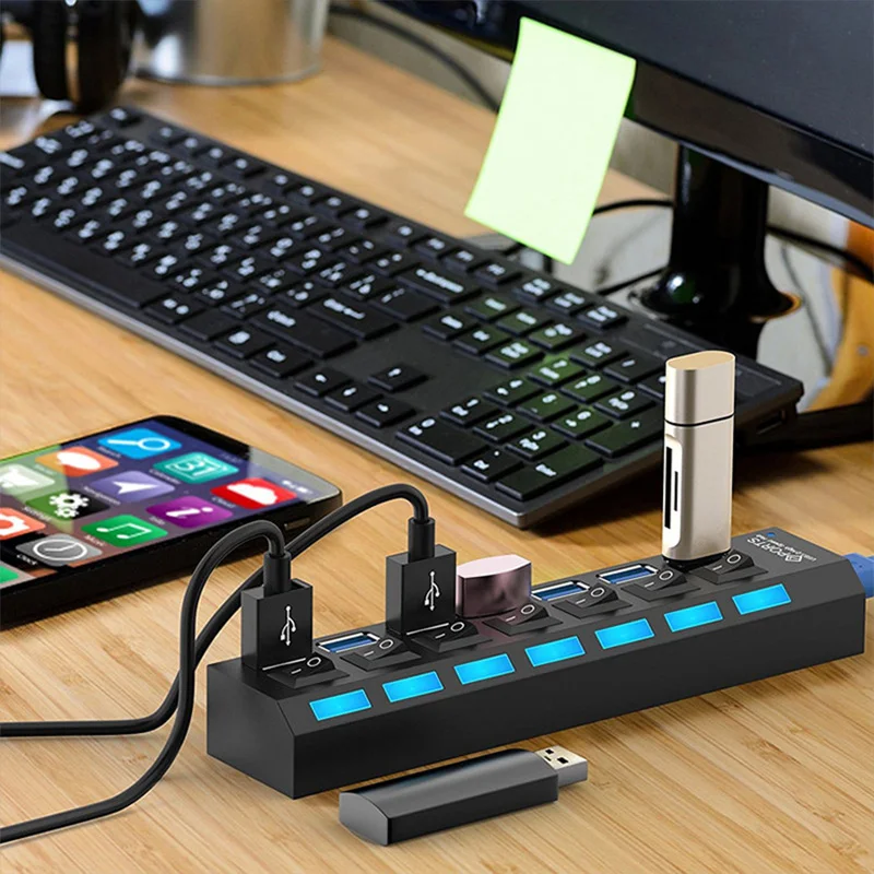 Usb-хаб 3 0 7 Порты Разветвитель USB концентратор с независимым Мощность