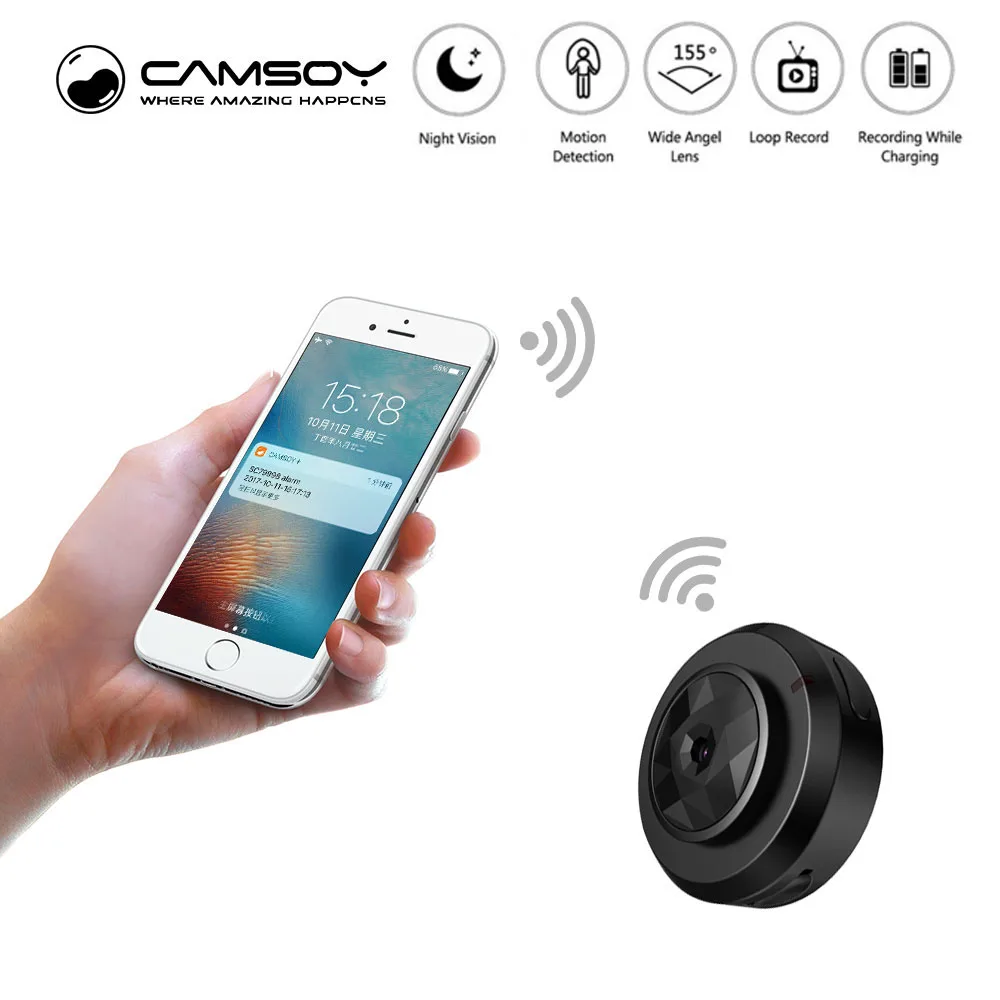 Camsoy C6 Cookycam Micro wifi самая маленькая мини камера HD 720P с ночным видением IP Cam домашняя