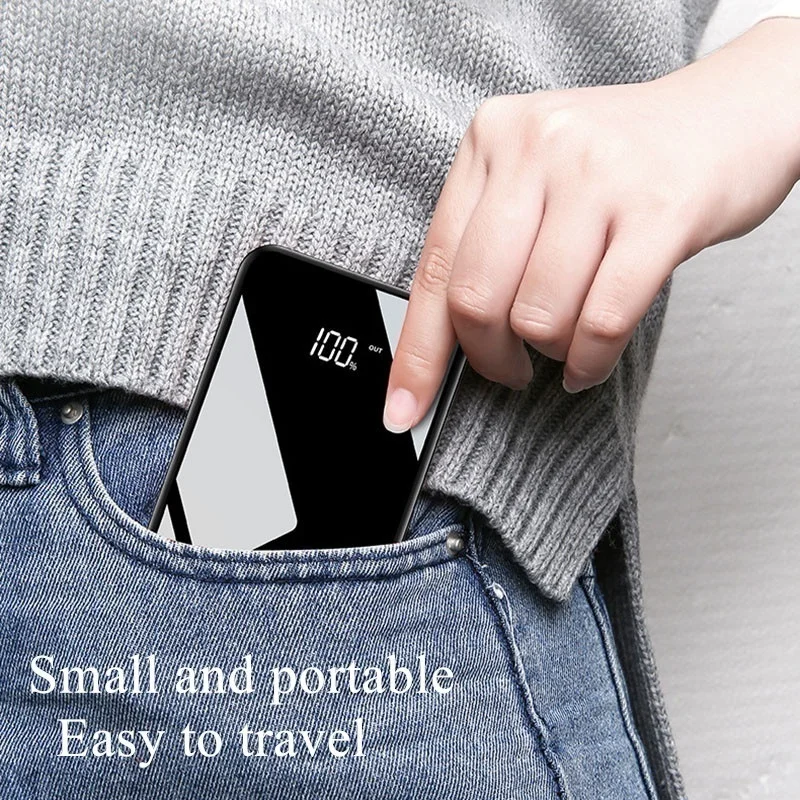 50000mah power bank portable phone charger mirror digital display external battery 2 usb fast charging for xiaomi samsung iphone free global shipping