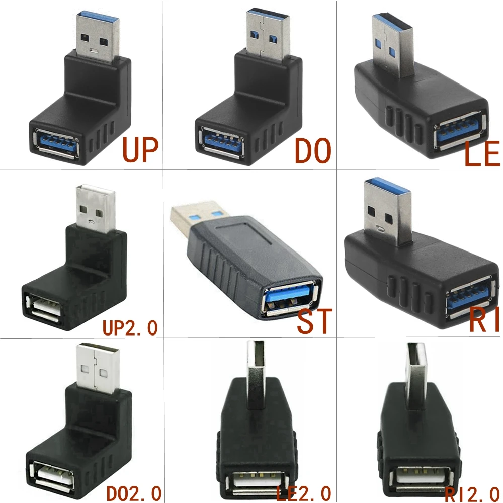 

90 grad oben und unten links und rechts USB 3,0 2,0 eine stecker an buchse adapter stecker, für laptop plug-in