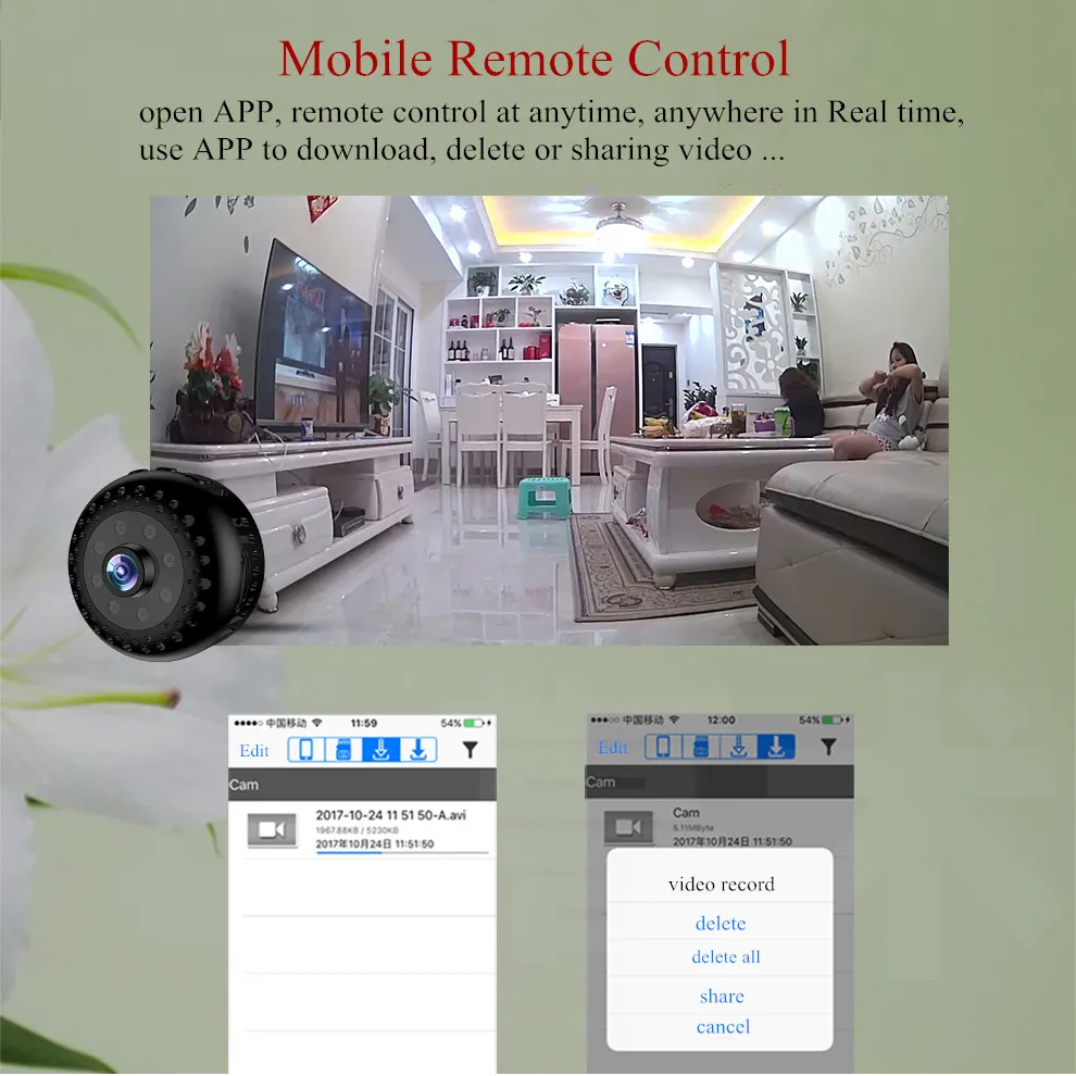 Мини камера HiLEME с датчиком движения Wi Fi 1080P|Компактные видеокамеры| |